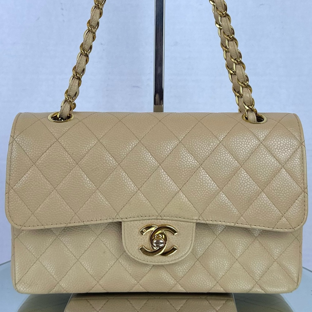CHANEL CC CAVIAR LEATHER DOUBLE FLAP BAG GHW